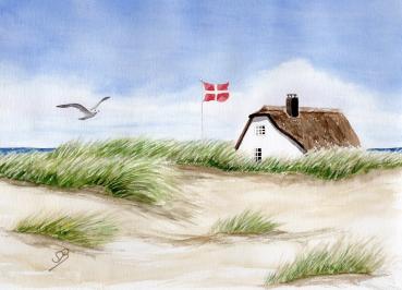 Postkarte DIN-A5 Haus in den Dünen DK14